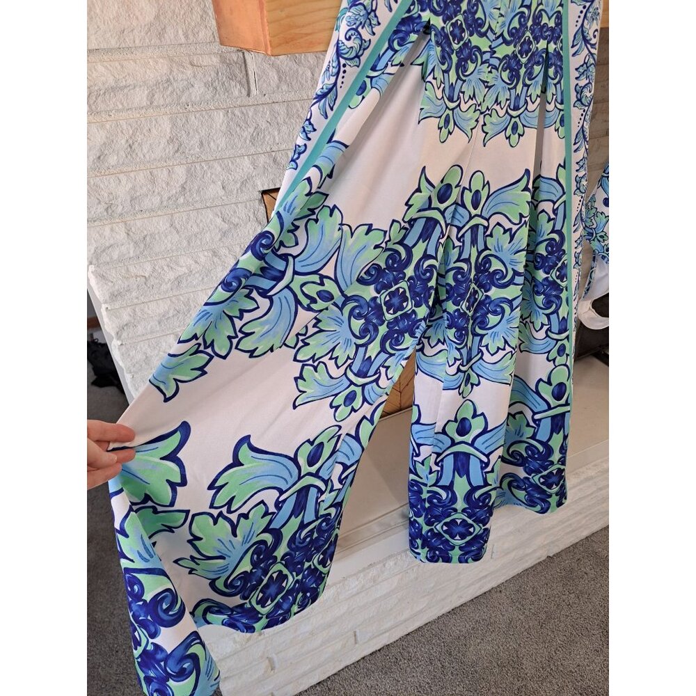 Flaxmaker Majolica Ruffle Print One-Piece Swimsuit & Pants Set Underwire Medium - Picture 10 of 10